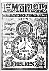 Cartel de la CGT francesa por las 8 horas en 1919