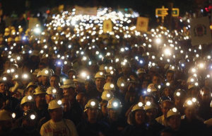 Marcha de mineros, entrando en Madrid en julio de 2012